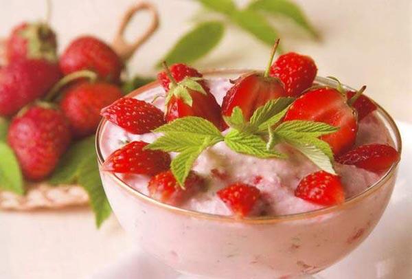 Maduixes amb formatge cottage