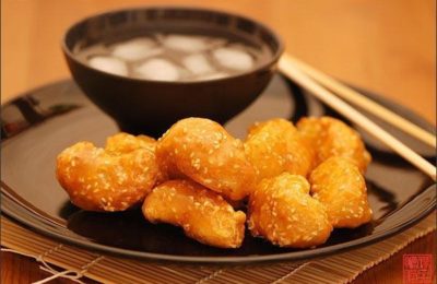 Postres xineses: fruites caramel·litzades