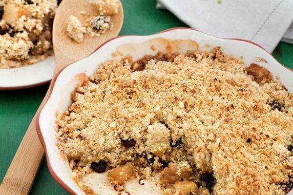 Crumble de poma amb panses