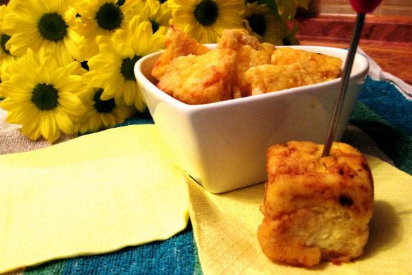 Llet fregida en una broqueta