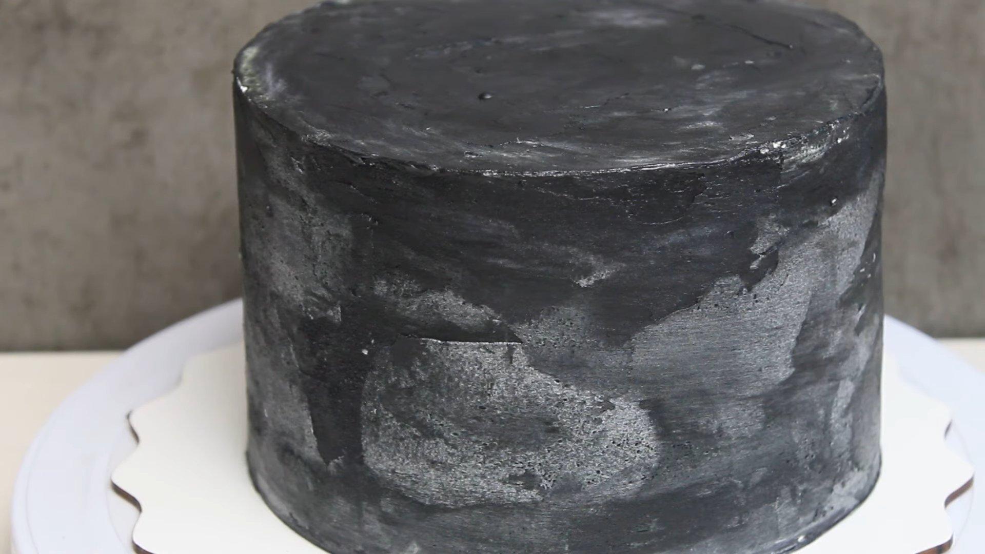 وصفة - تزيين الكيك بغاناش بتأثير الخرسانة - الخطوة 7-2