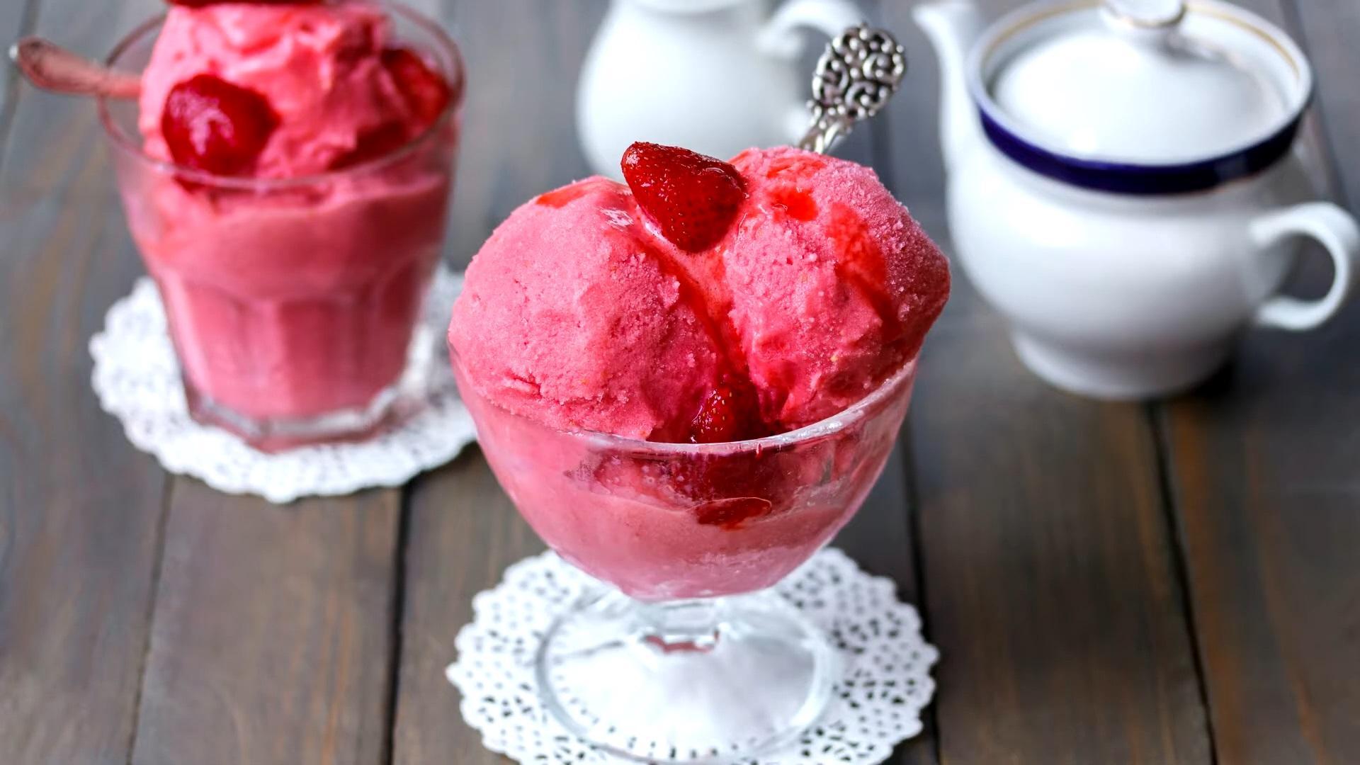 สูตร - เชอร์เบทโยเกิร์ตสตรอว์เบอร์รีโฮมเมด - ขั้นตอนที่ 7