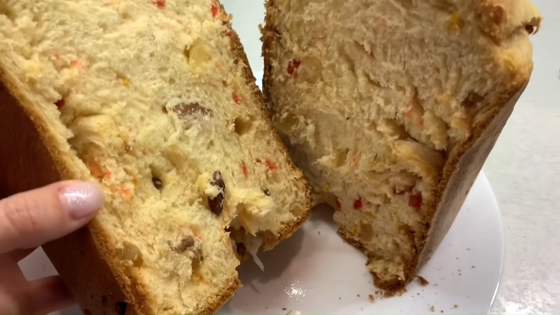 Recepta - Pastís de Pasqua farcit de llevat amb panses en una màquina de fer pa - Pas 8