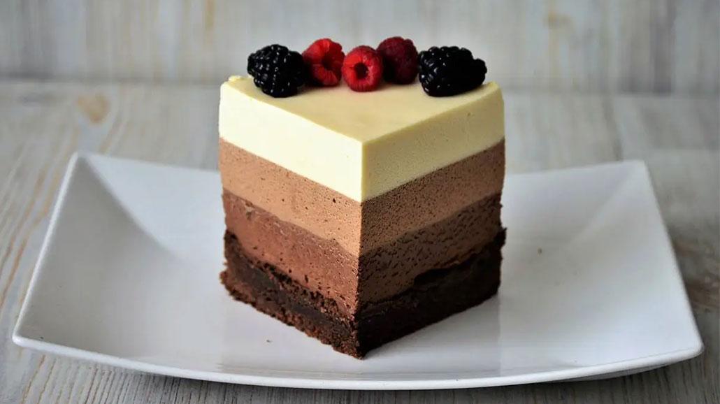 Pastís de tres xocolates a la secció