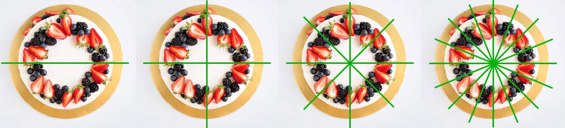 Com tallar un pastís rodó en 16 trossos