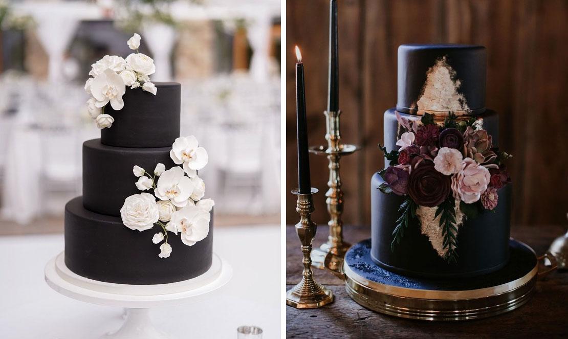 Pastís negre amb flors