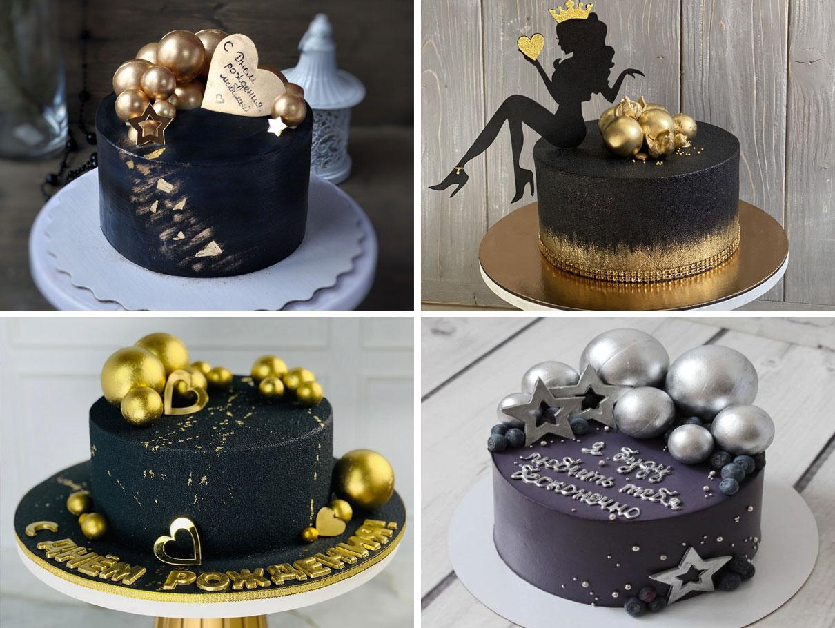 Pastís negre amb decoració daurada