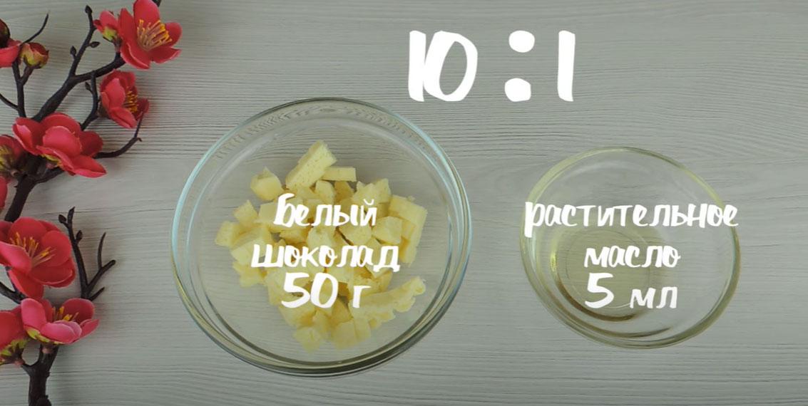 Ganache de colors amb xocolata blanca i mantega - Pas 1