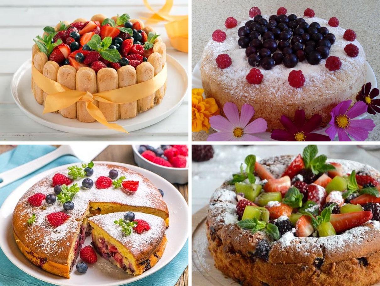 Decorar la Charlotte amb baies després de coure-la