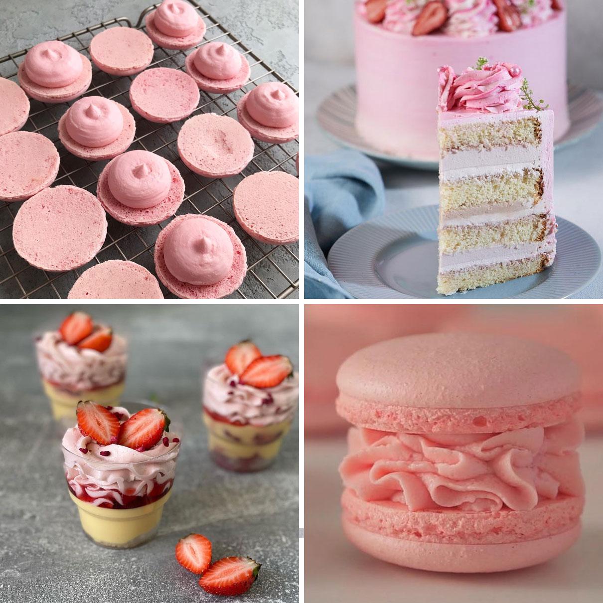 Postres amb ganache de maduixa