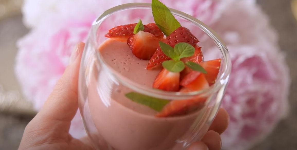 Mousse de maduixa airejada