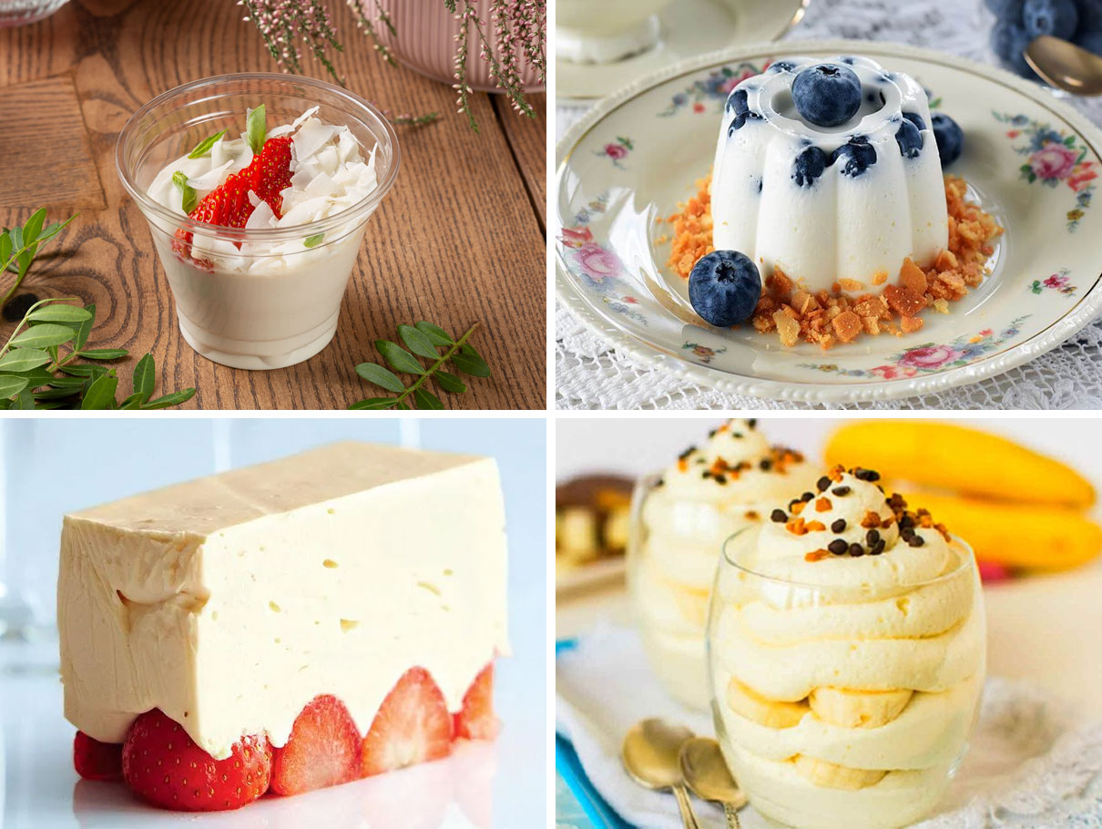 Postres amb mousse de mató